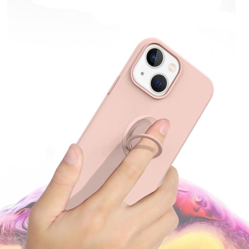 Coque iPhone 14 Silicone Liquide Anneau et Lanière