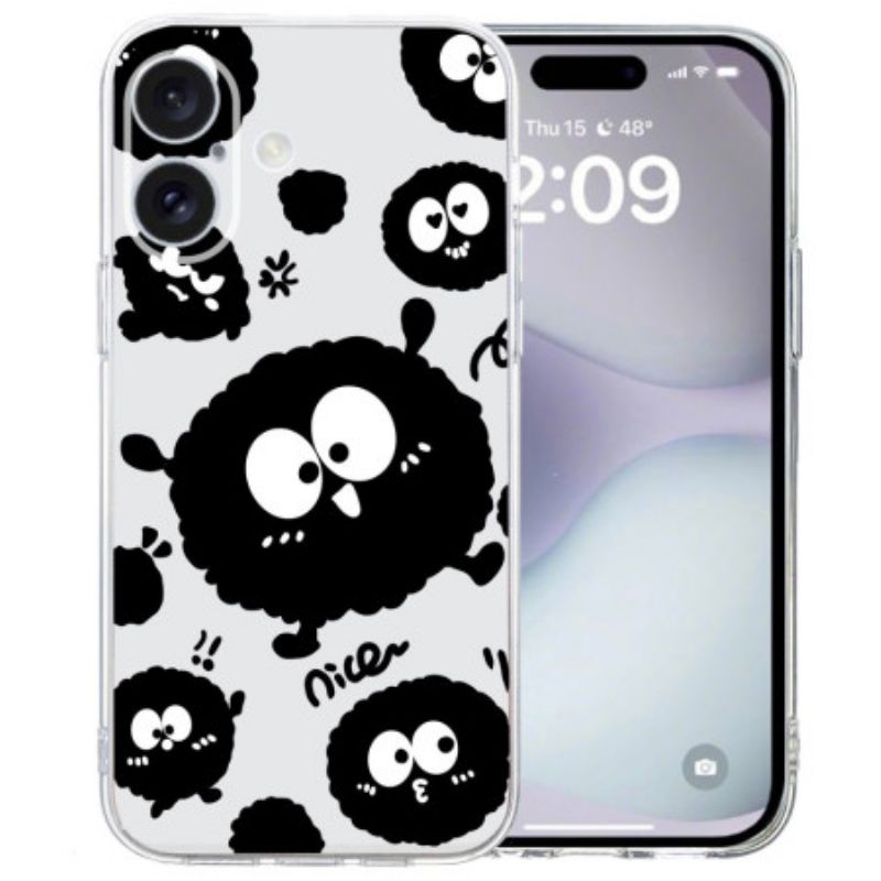 Coque iPhone 16 Bord Transparent Briquette Noire