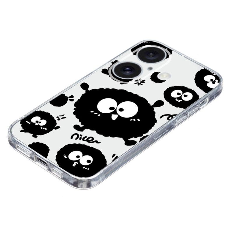 Coque iPhone 16 Bord Transparent Briquette Noire