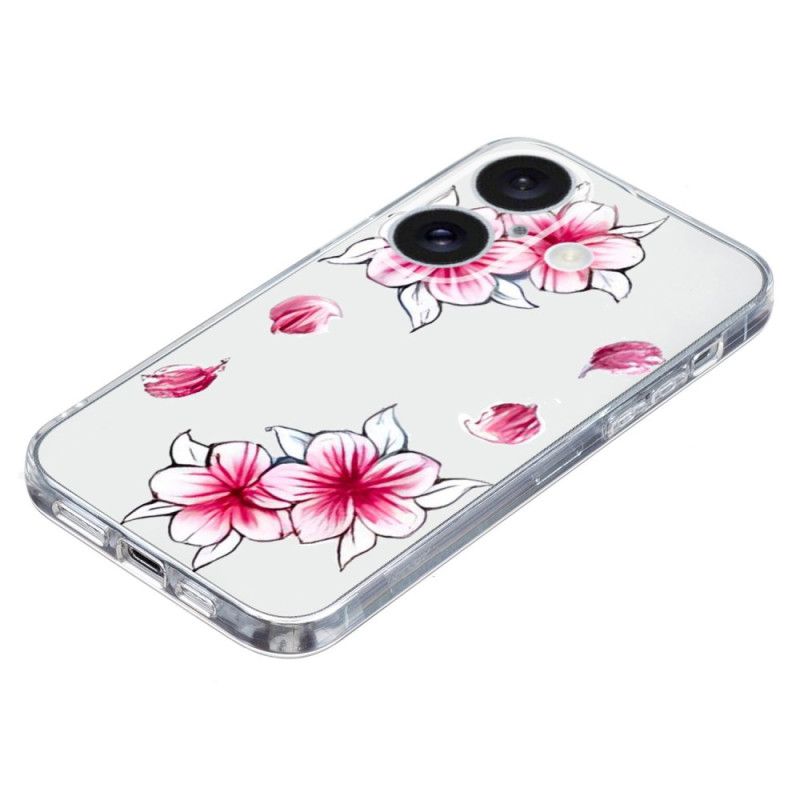 Coque iPhone 16 Bord Transparent Cerisier en Fleur