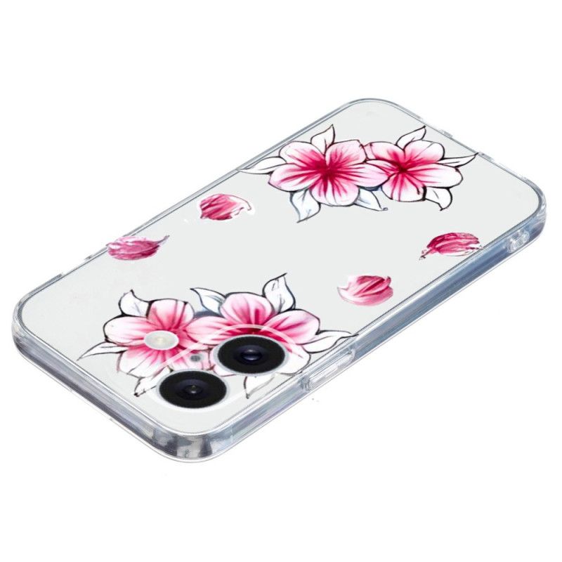 Coque iPhone 16 Bord Transparent Cerisier en Fleur