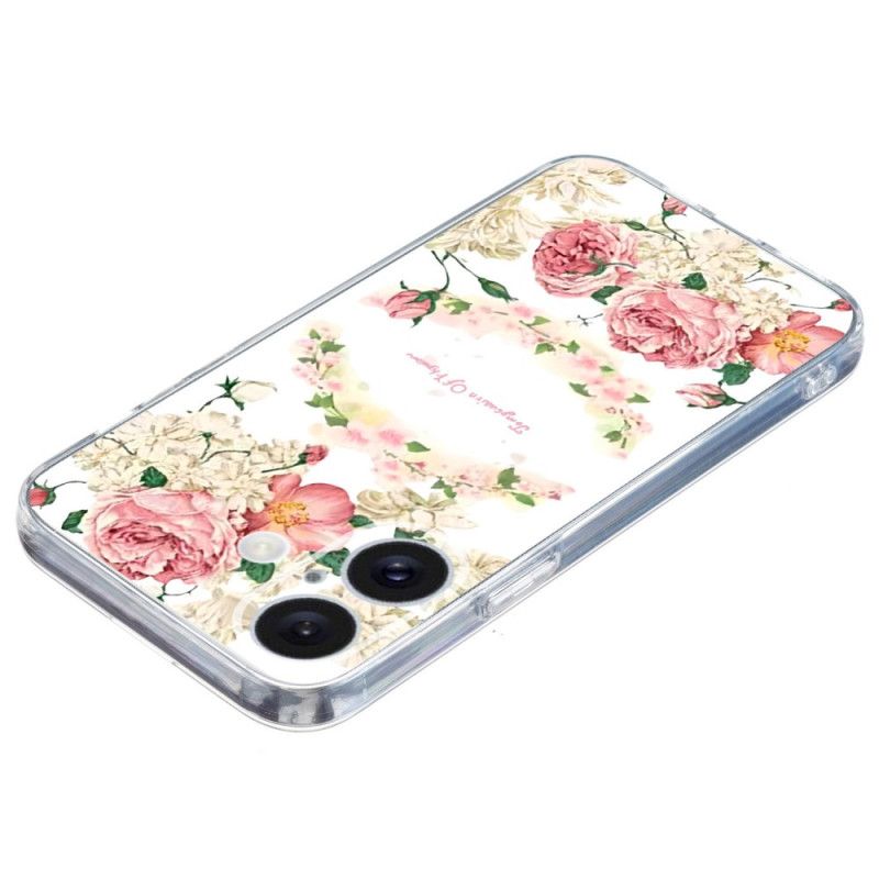 Coque iPhone 16 Bord Transparent Roses