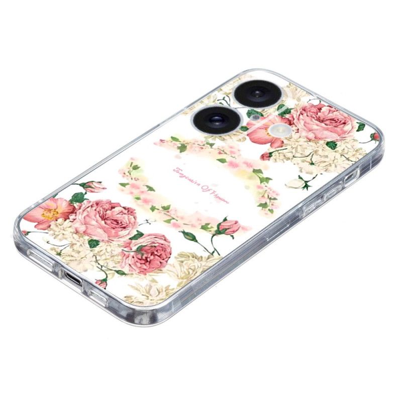 Coque iPhone 16 Bord Transparent Roses