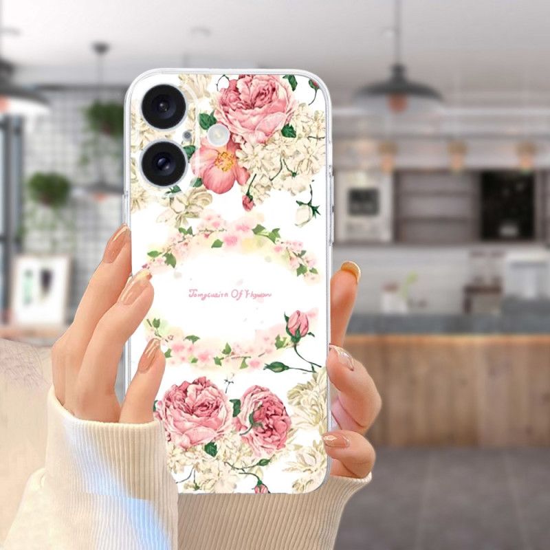 Coque iPhone 16 Bord Transparent Roses