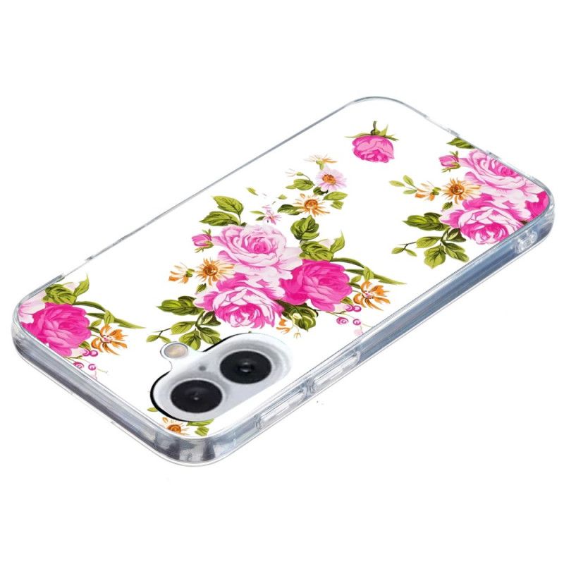 Coque iPhone 16 Fleurs Roses