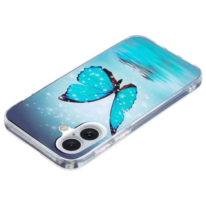 Coque iPhone 16 Plus Papillon Bleu