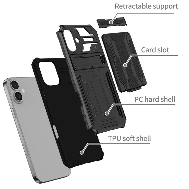 Coque iPhone 16 Plus Porte-Cartes Intégré et Support