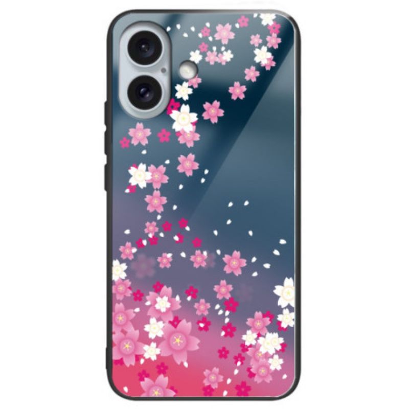 Coque iPhone 16 Plus Verre Trempé Fleurs Roses