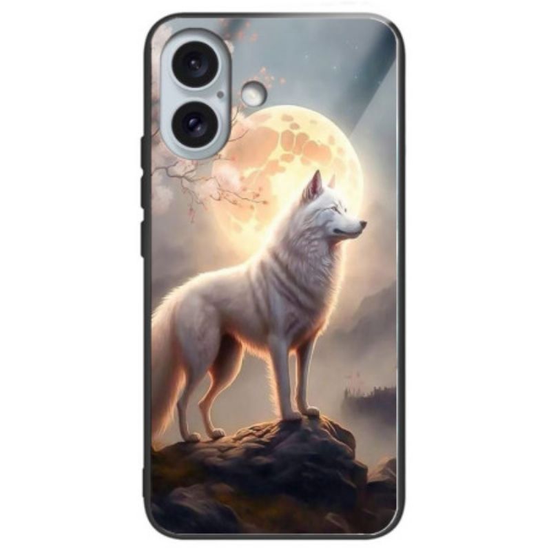 Coque iPhone 16 Plus Verre Trempé Loup au Clair de Lune