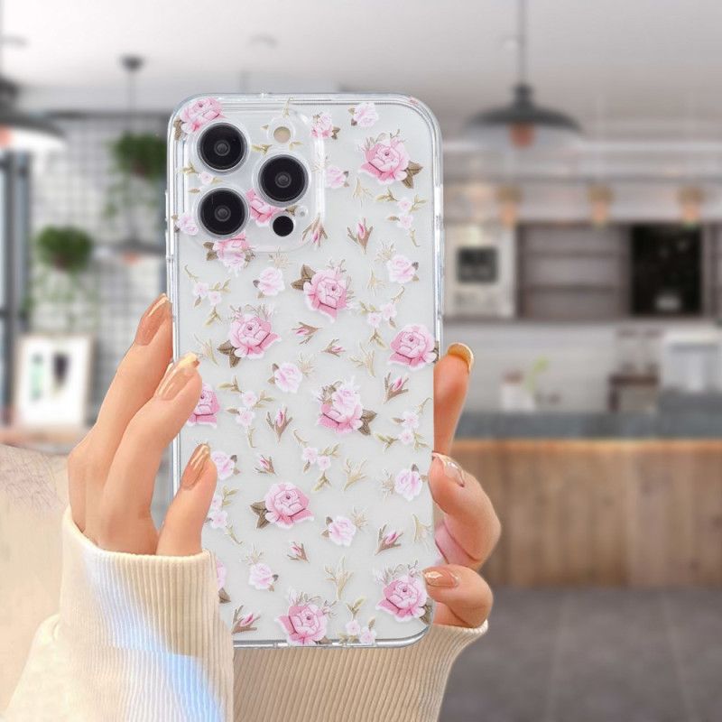 Coque iPhone 16 Pro Max Motif Floral Rose