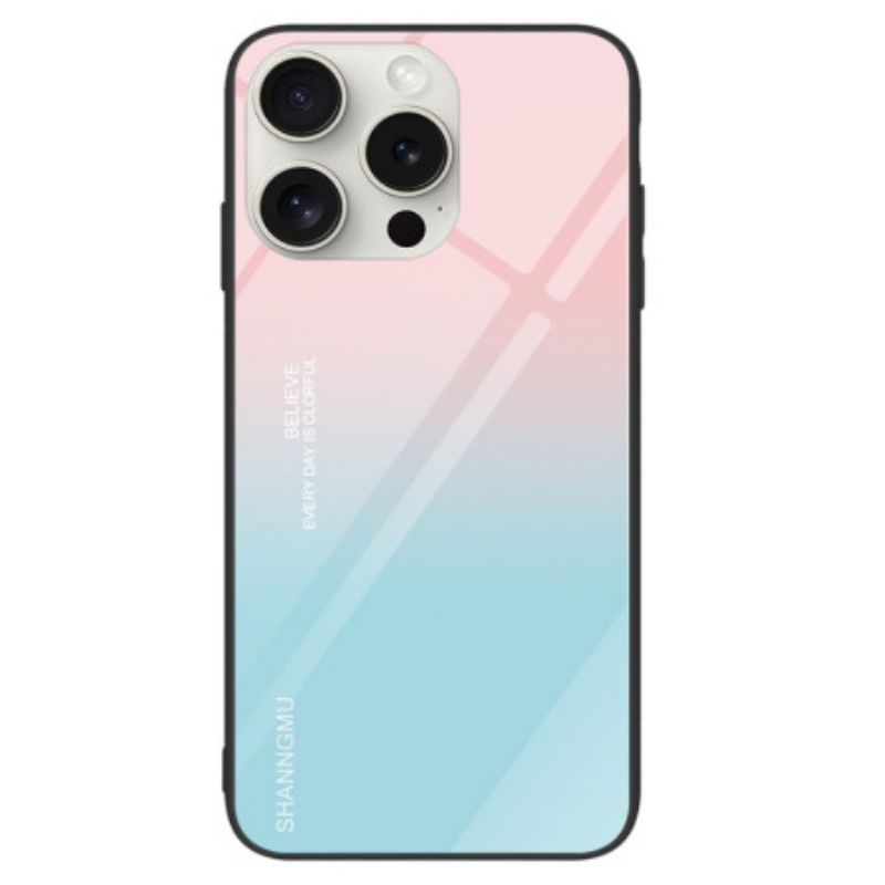 Coque iPhone 16 Pro Max Verre Trempé Dégradé Rose et Bleu