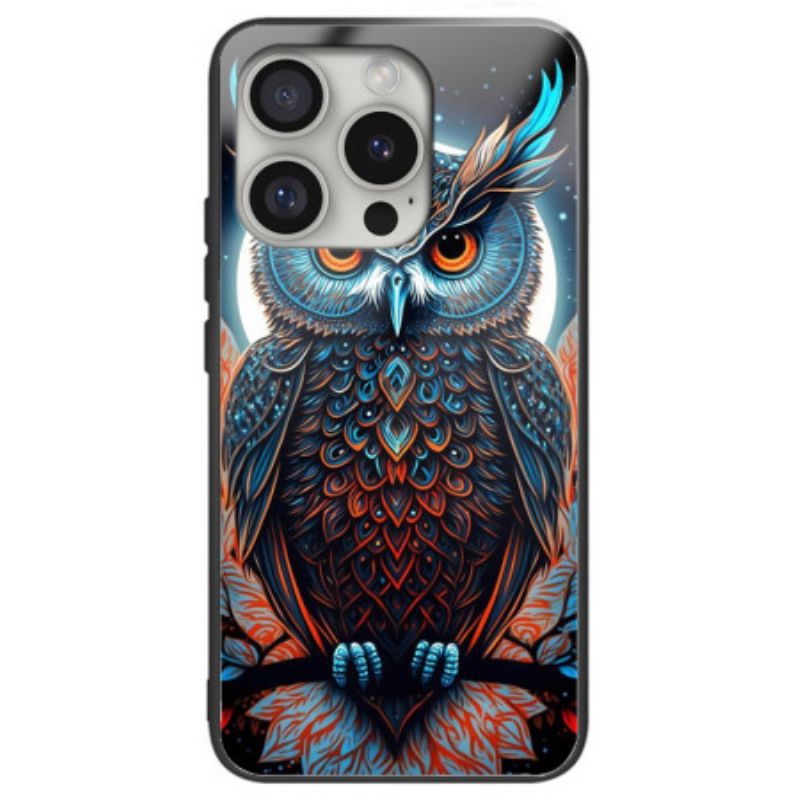 Coque iPhone 16 Pro Max Verre Trempé Hibou Imprimé