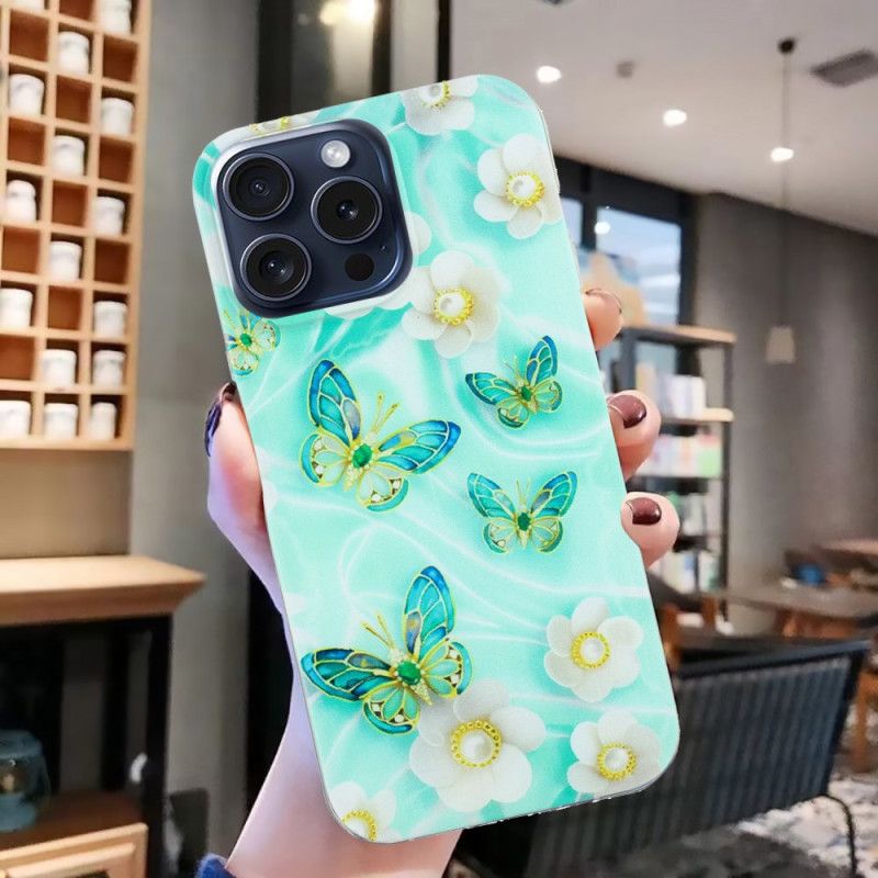 Coque iPhone 16 Pro Papillons Verts