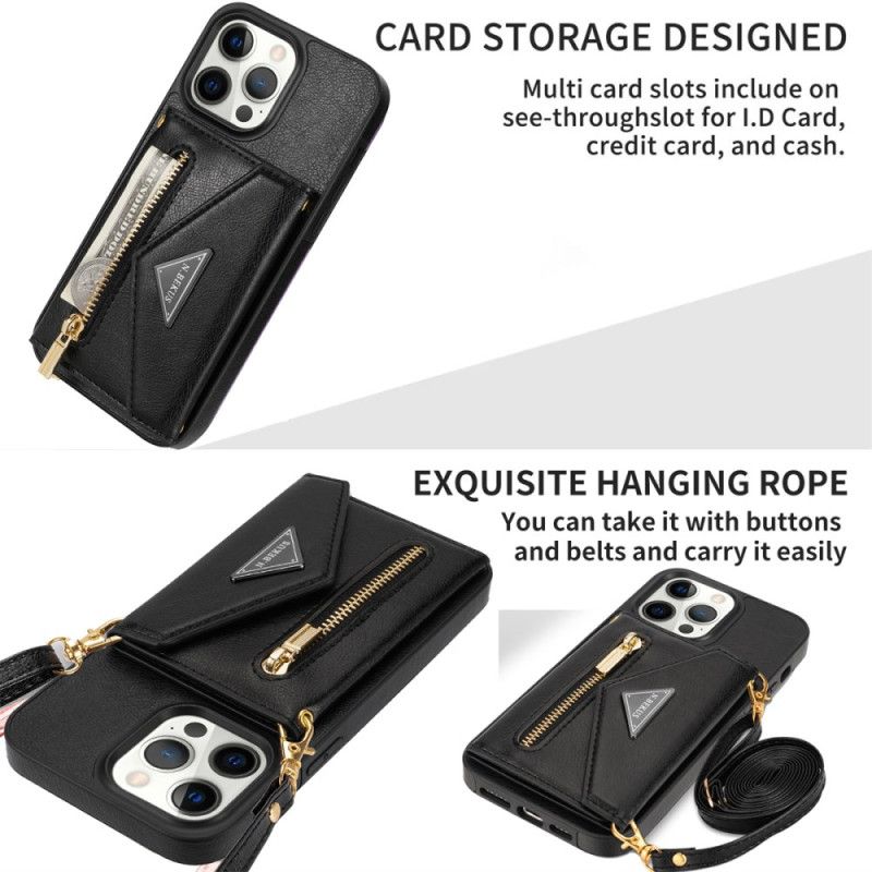 Coque iPhone 16 Pro Portefeuille et Bandoulière N.BEKUS