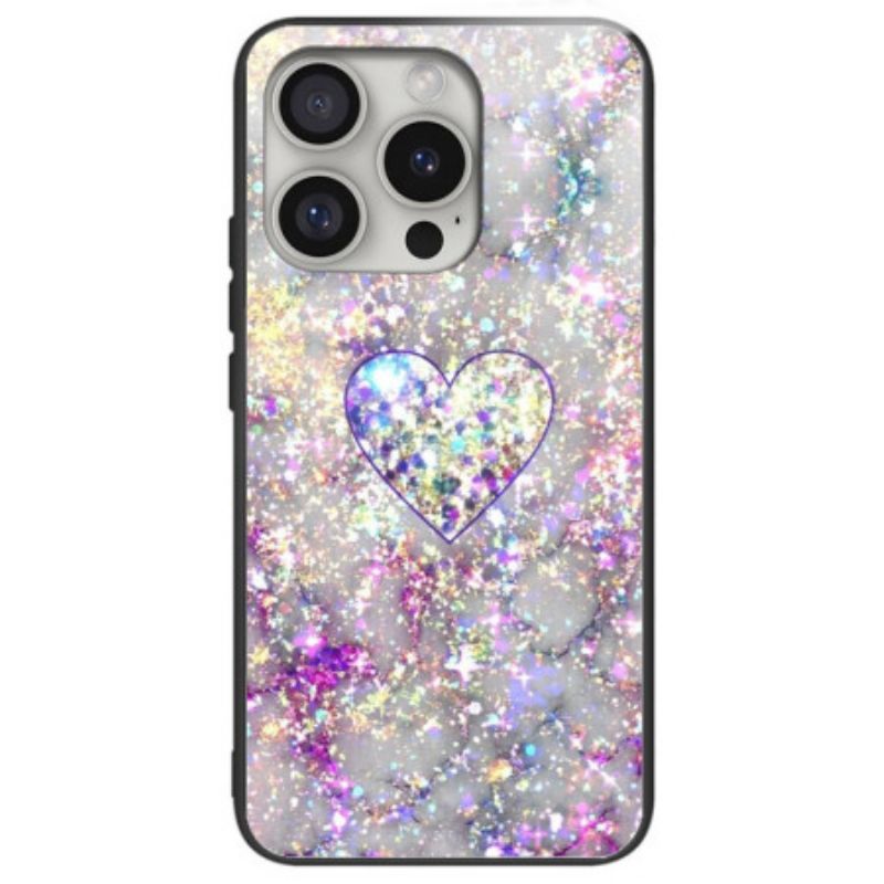 Coque iPhone 16 Pro Verre Trempé Coeur Brillant