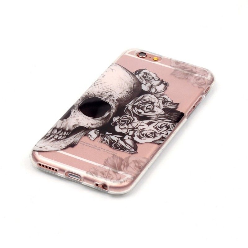 Coque iPhone 6/6s Transparente Tête De Mort Fleurie