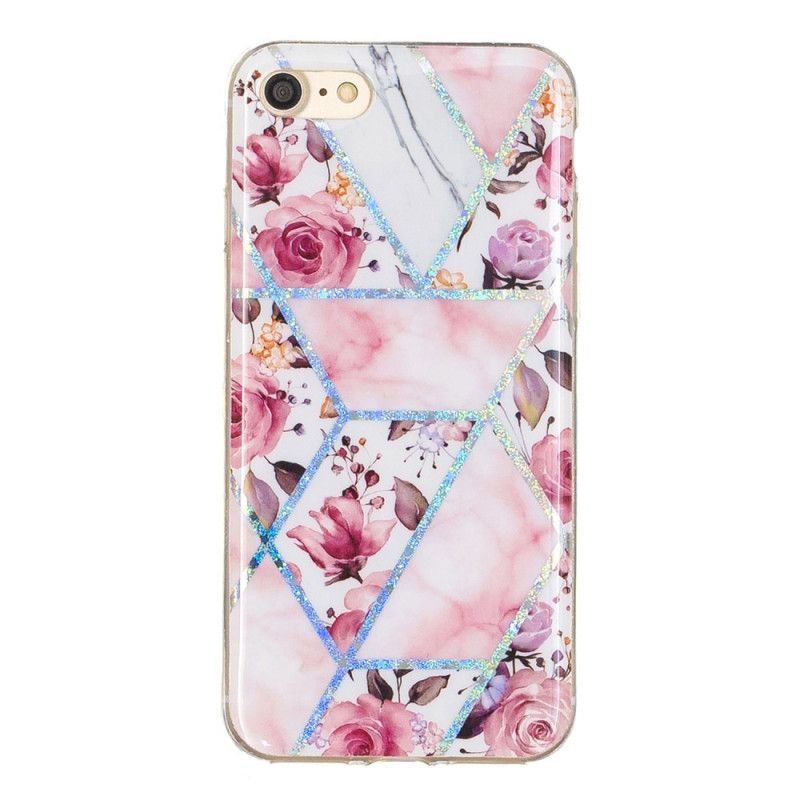 Coque iPhone Se 2 / 8 / 7 Fleurs Design Paillettes