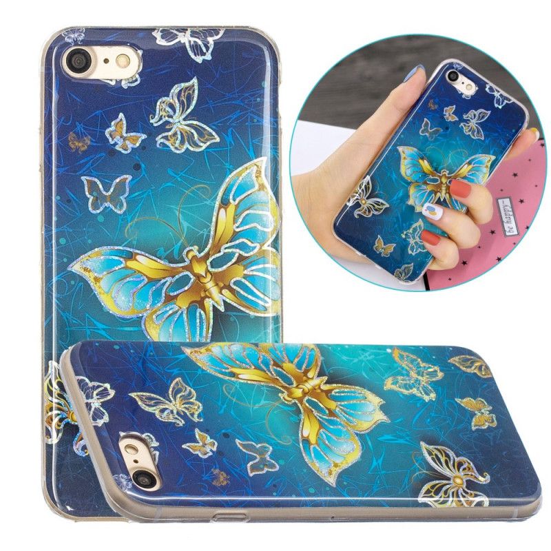 Coque iPhone Se 2 / 8 / 7 Papillons Design Paillettes