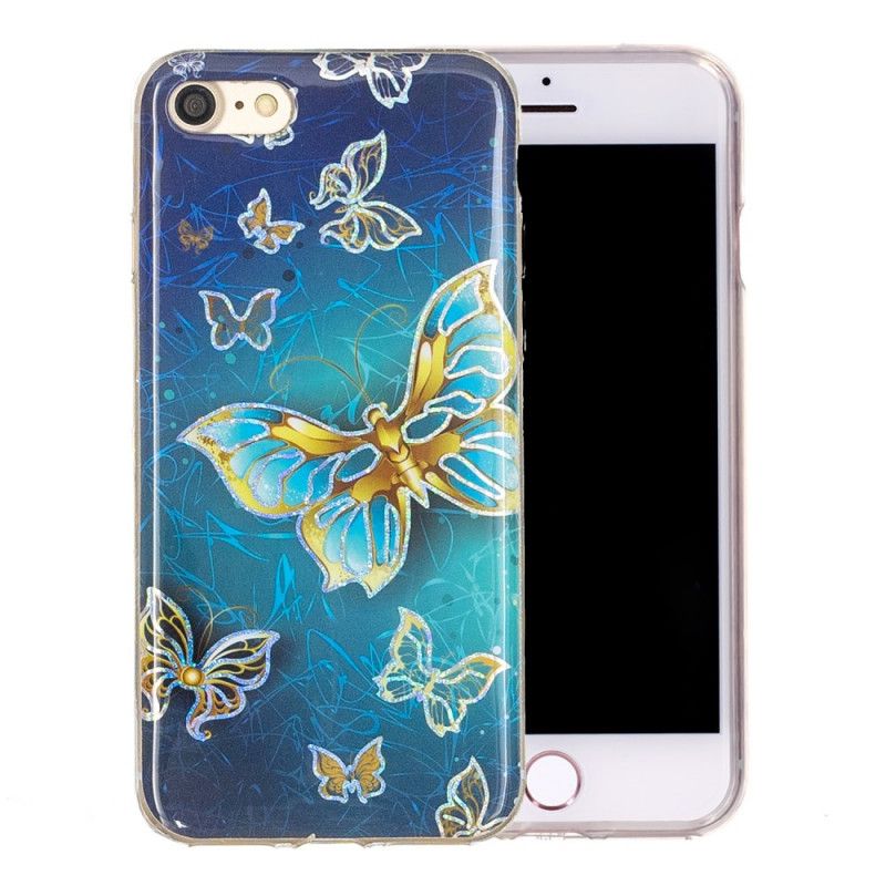 Coque iPhone Se 2 / 8 / 7 Papillons Design Paillettes