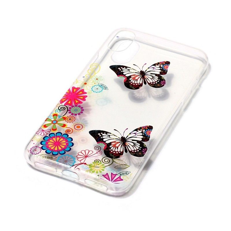 Coque iPhone X Papillons Et Fleurs Psychédéliques