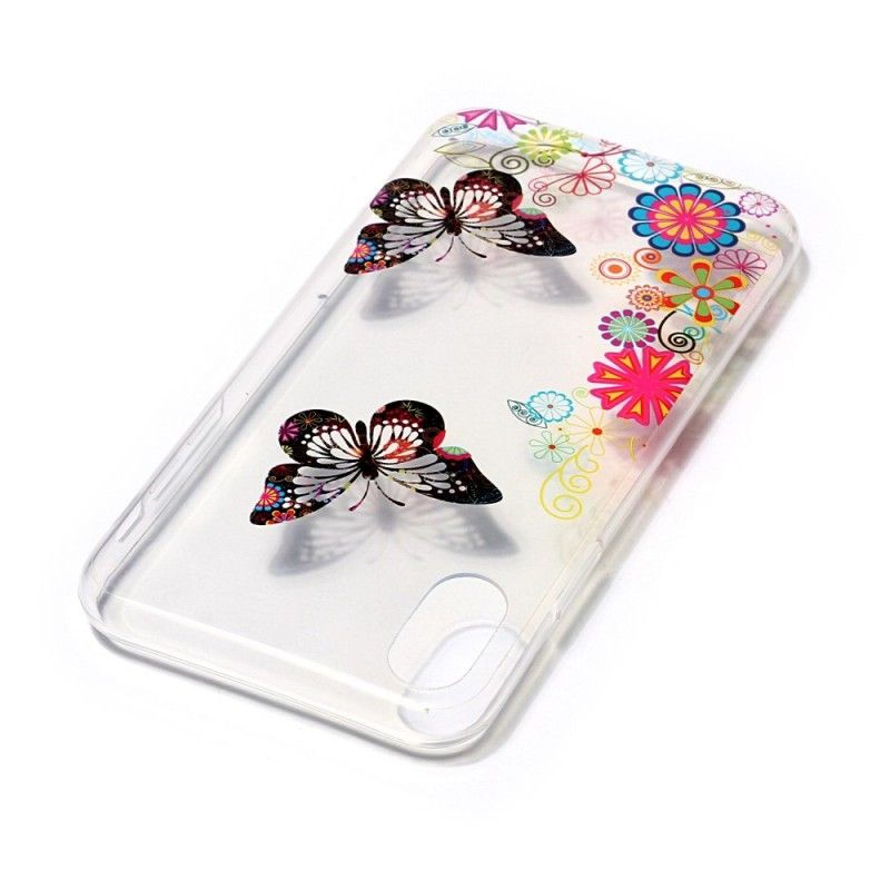 Coque iPhone X Papillons Et Fleurs Psychédéliques