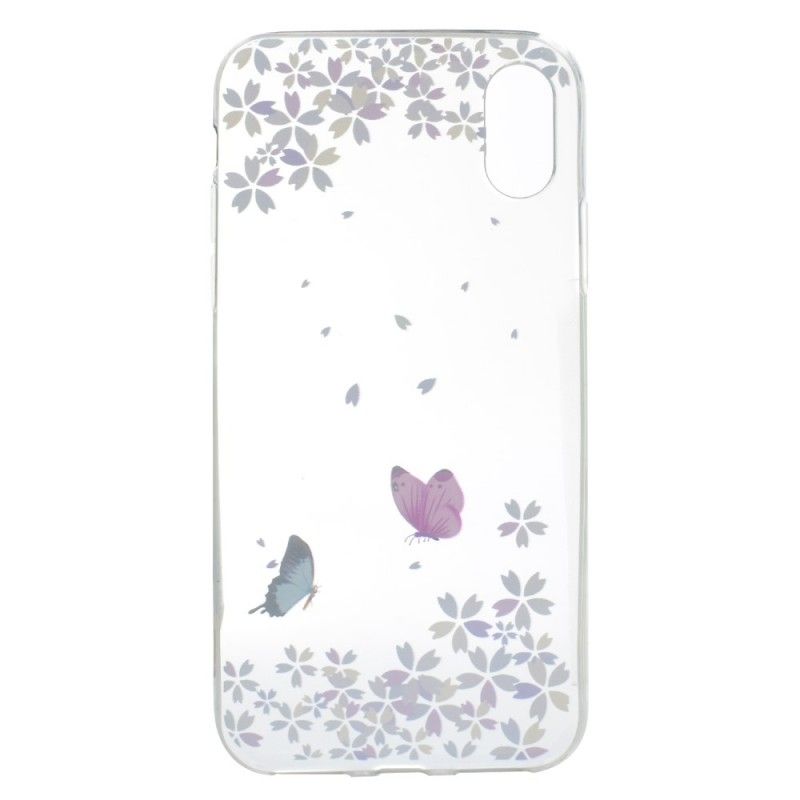 Coque iPhone X Transparente Papillons Et Fleurs