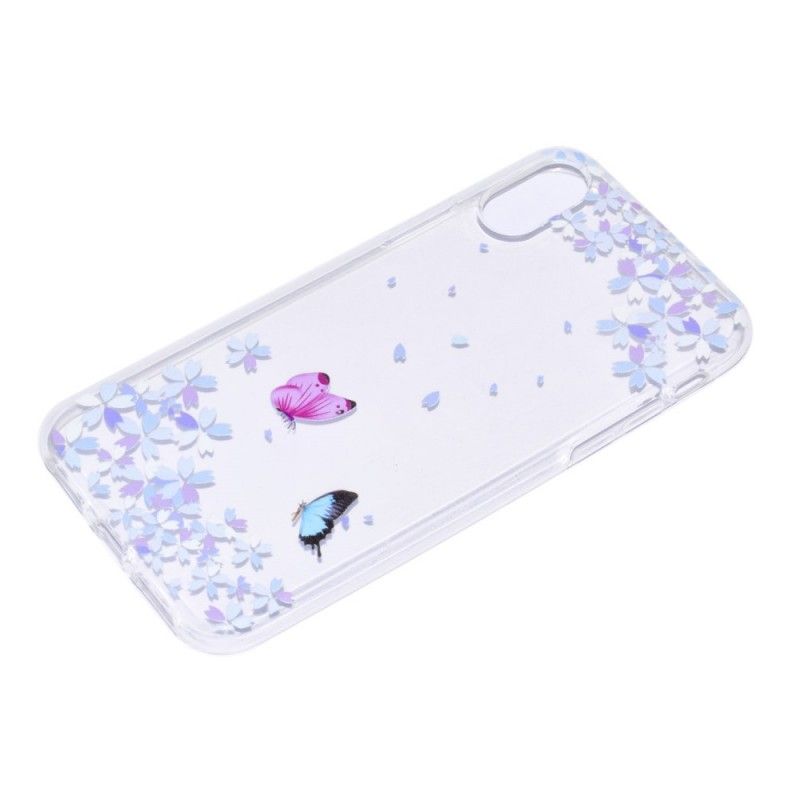 Coque iPhone X Transparente Papillons Et Fleurs