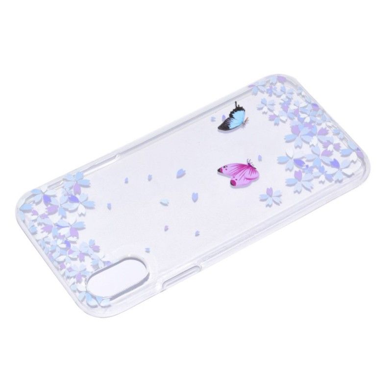 Coque iPhone X Transparente Papillons Et Fleurs