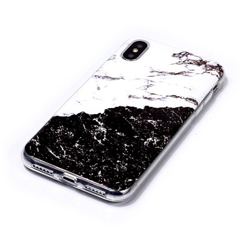 Coque iPhone Xs Marbre Blanc Et Noir