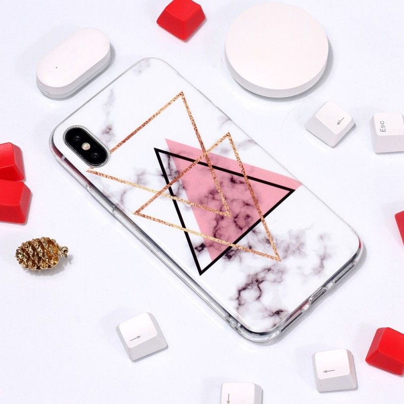 Coque iPhone Xs Marbre Losanges