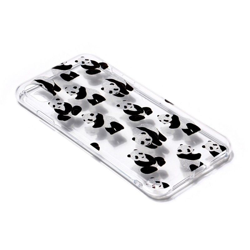 Coque iPhone Xs Transparente Pandas Paillettes