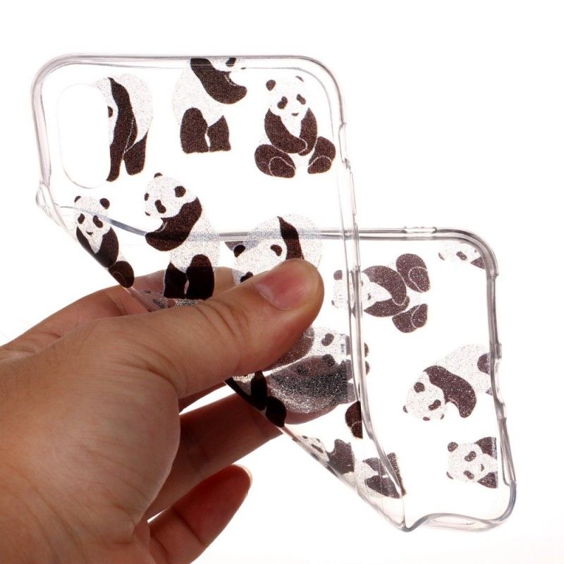 Coque iPhone Xs Transparente Pandas Paillettes