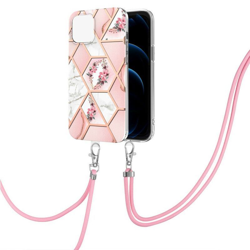 Coque Pour iPhone 13 À Cordon Fleurs