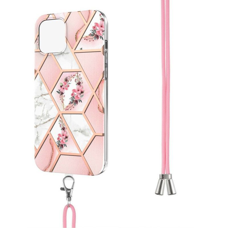 Coque Pour iPhone 13 À Cordon Fleurs