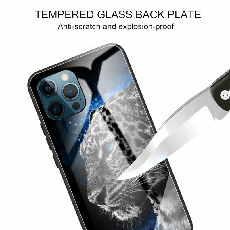 Coque Pour iPhone 13 Pro Verre Trempé Face De Félin