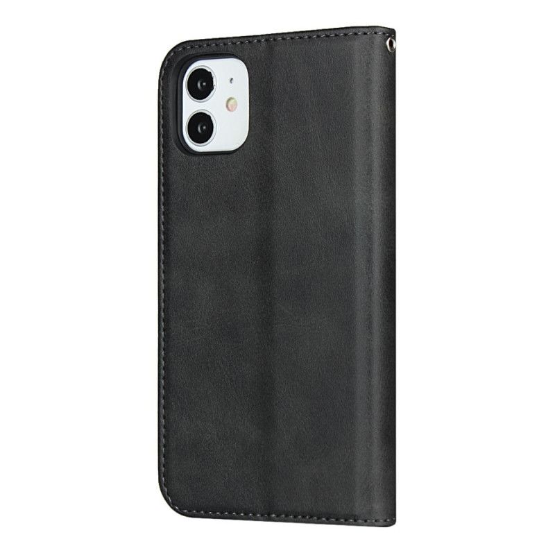 Flip Cover iPhone 11 Effet Cuir Bicolore Avec Lanière