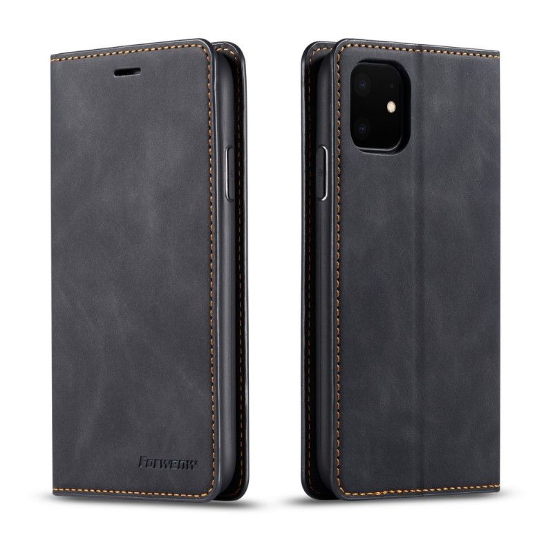 Flip Cover iPhone 11 Effet Cuir Forwenw