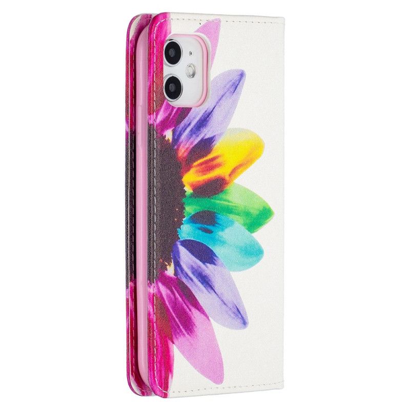 Flip Cover iPhone 11 Fleur Aquarelle