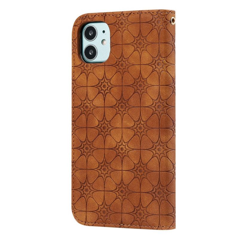 Flip Cover iPhone 11 Fleurs Baroques