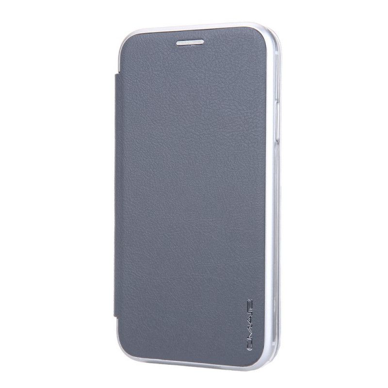 Flip Cover iPhone 11 Pro Max Simili Cuir Rebords Métallisés