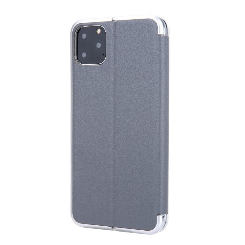 Flip Cover iPhone 11 Pro Max Simili Cuir Rebords Métallisés