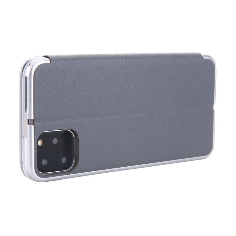 Flip Cover iPhone 11 Pro Max Simili Cuir Rebords Métallisés