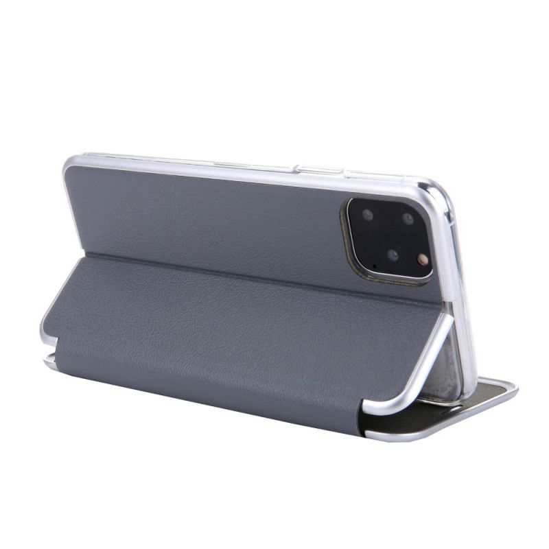 Flip Cover iPhone 11 Pro Max Simili Cuir Rebords Métallisés