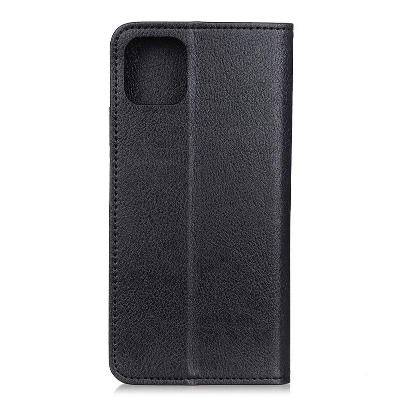 Flip Cover iPhone 12 Mini Cuir Litchi Fendu Élégance