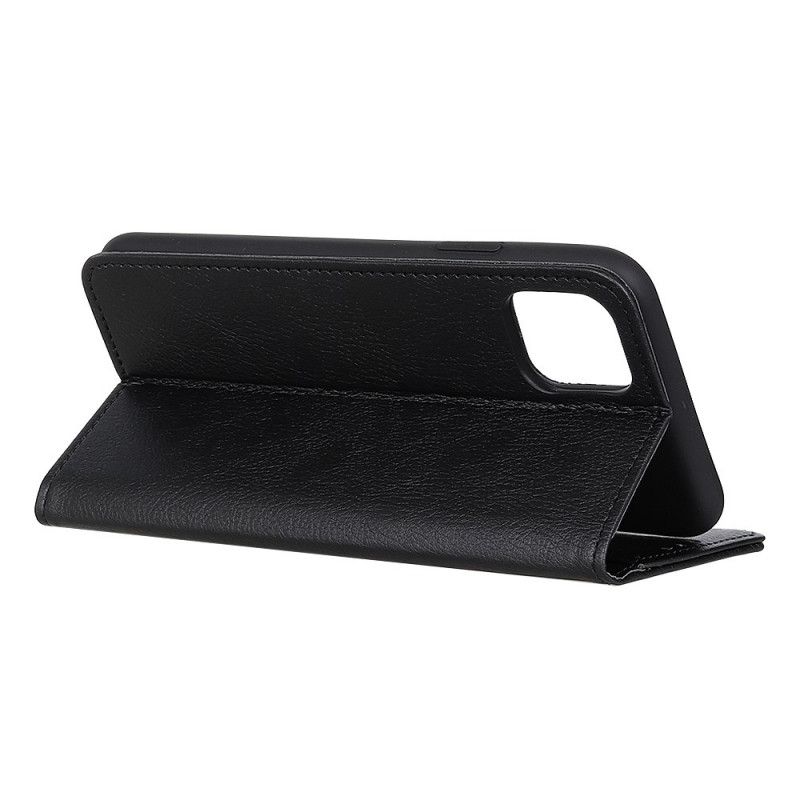 Flip Cover iPhone 12 Mini Cuir Litchi Fendu Élégance