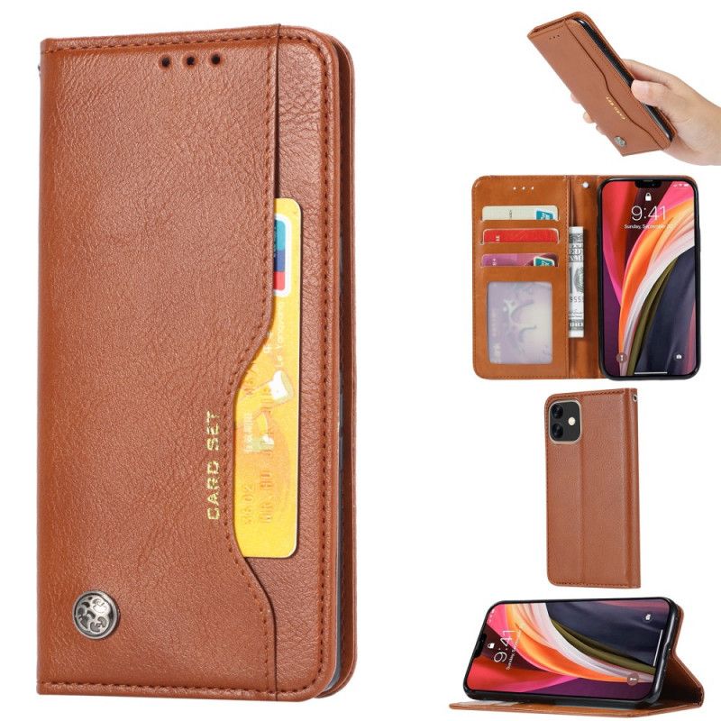 Flip Cover iPhone 12 Mini Simili Cuir Porte-cartes