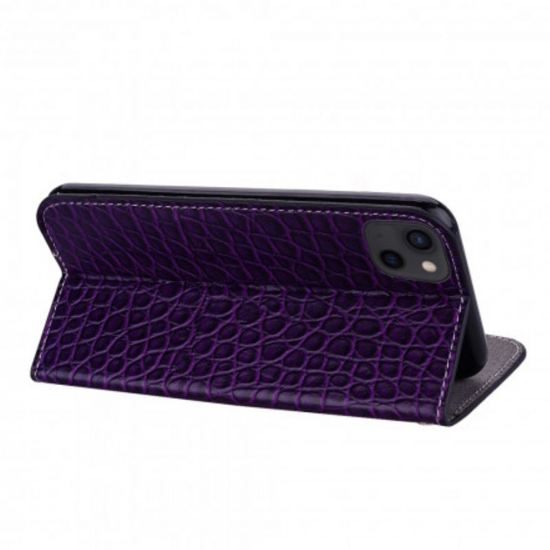 Flip Cover iPhone 13 Effet Peau De Crocodile Et Paillettes