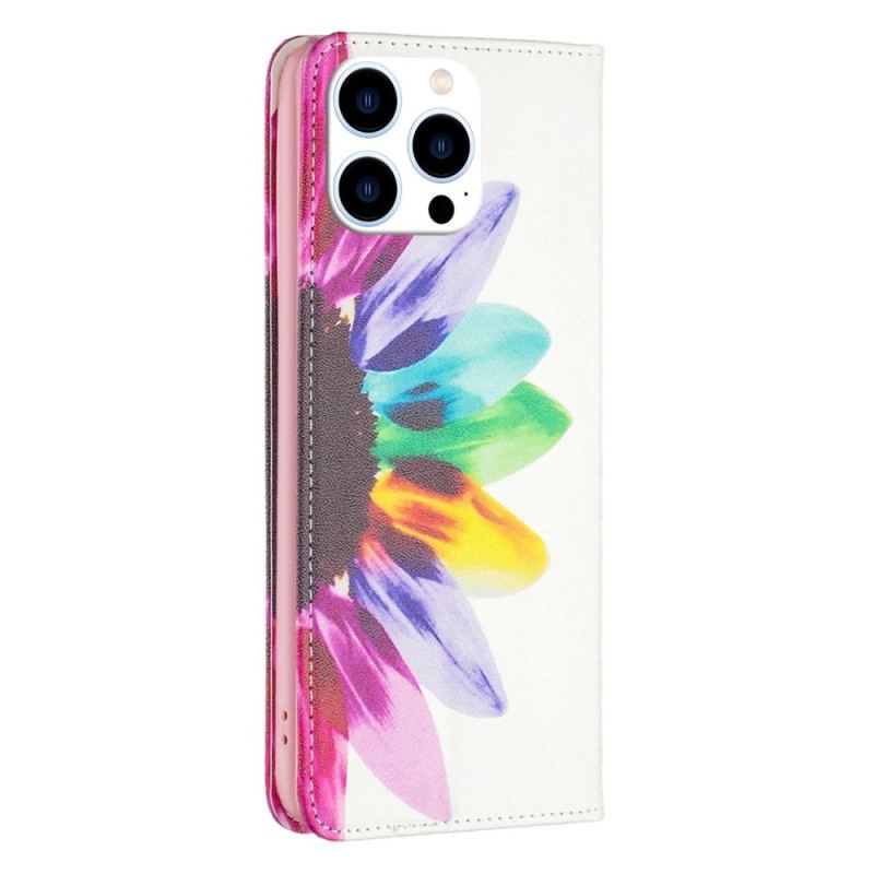 Flip Cover iPhone 14 Pro Fleur Aquarelle