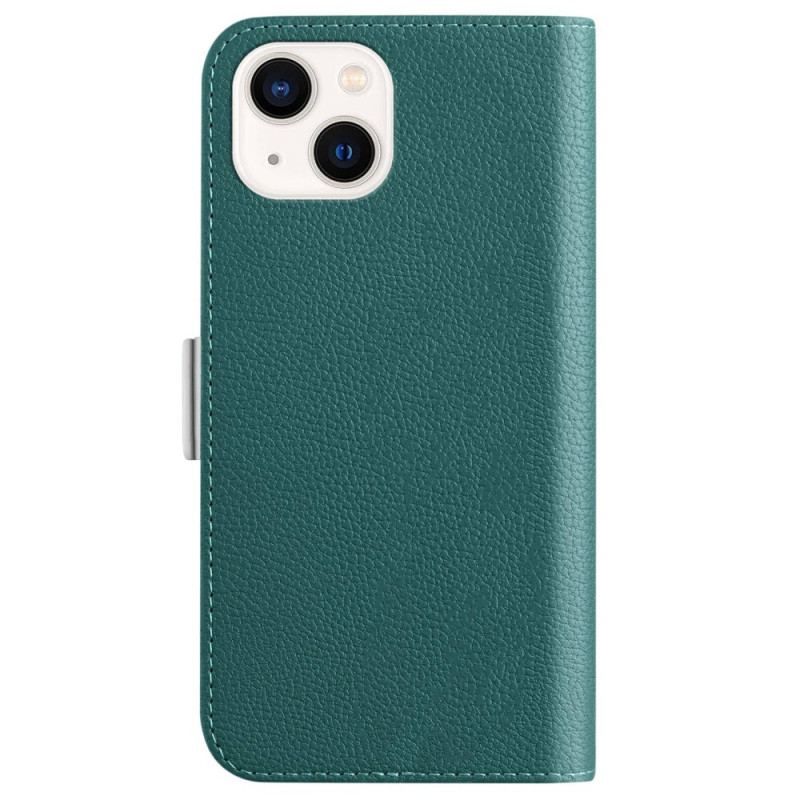 Flip Cover iPhone 14 Simili Cuir Litchi