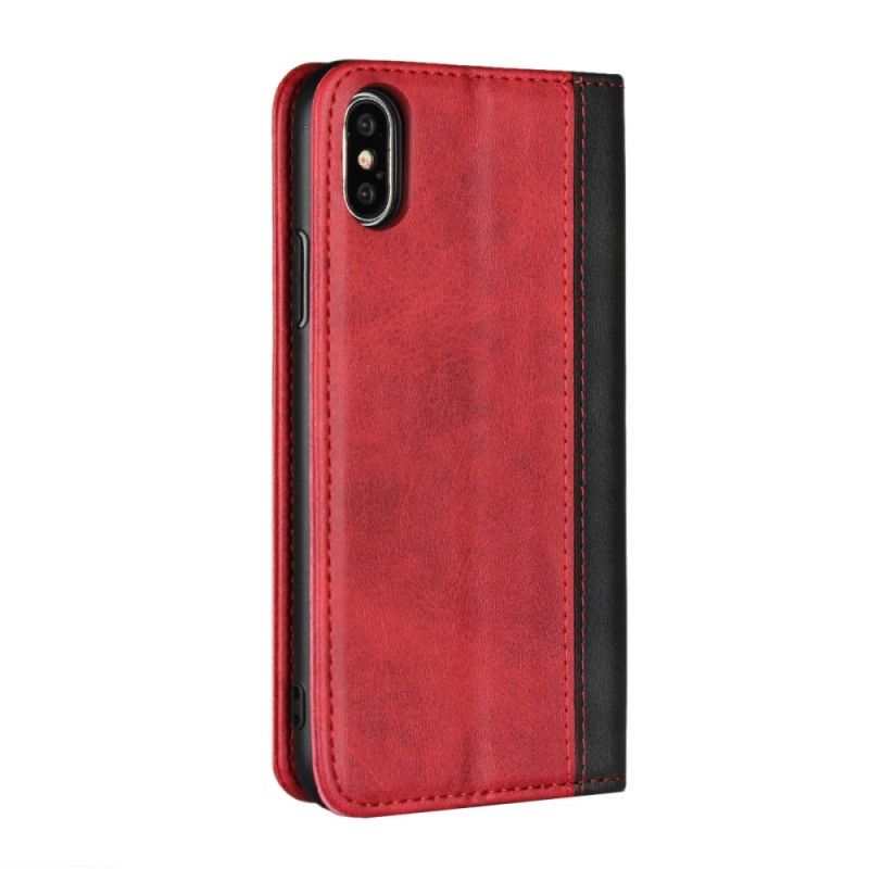 Flip Cover iPhone Xs Bicolore Effet Cuir